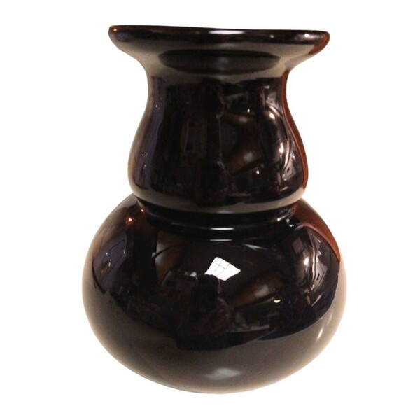 Jet Black Hand Blown Glass Vase Heavy, Thick. Great for Halloween 🎃 - Picture 2 of 7